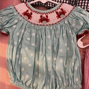 Crab Smocked Baby Girl Outfit